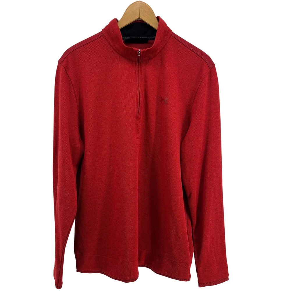 Under Armour‎ ColdGear Mens XL Red Quarter Zip Pullover Loose Fit Sweater